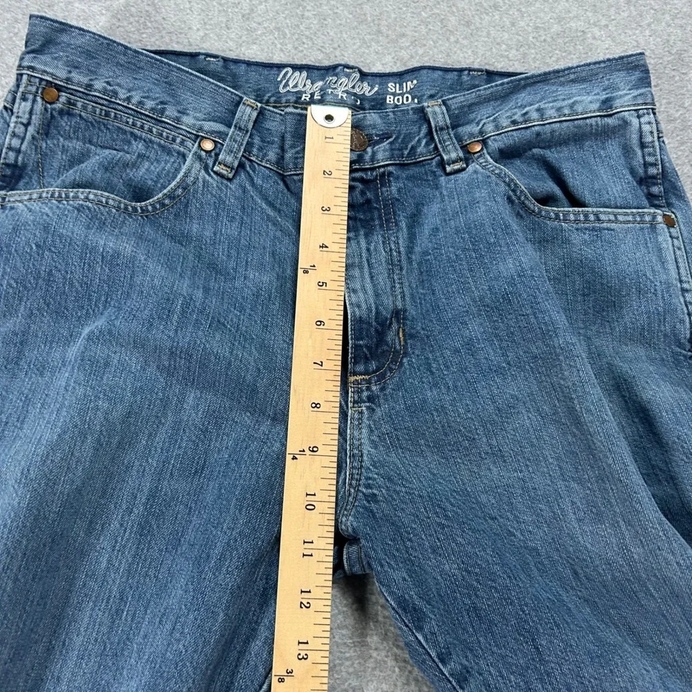 Wrangler Jeans Retro Slim Boot Mens 34x34 Blue Denim Western Cowboy